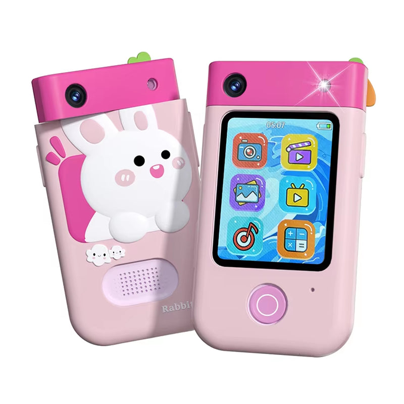 Children Toys Mobile Phone with Protective Shell Interaction Games Video Photography Rotating Lens 1080P Digital Camera for Kids