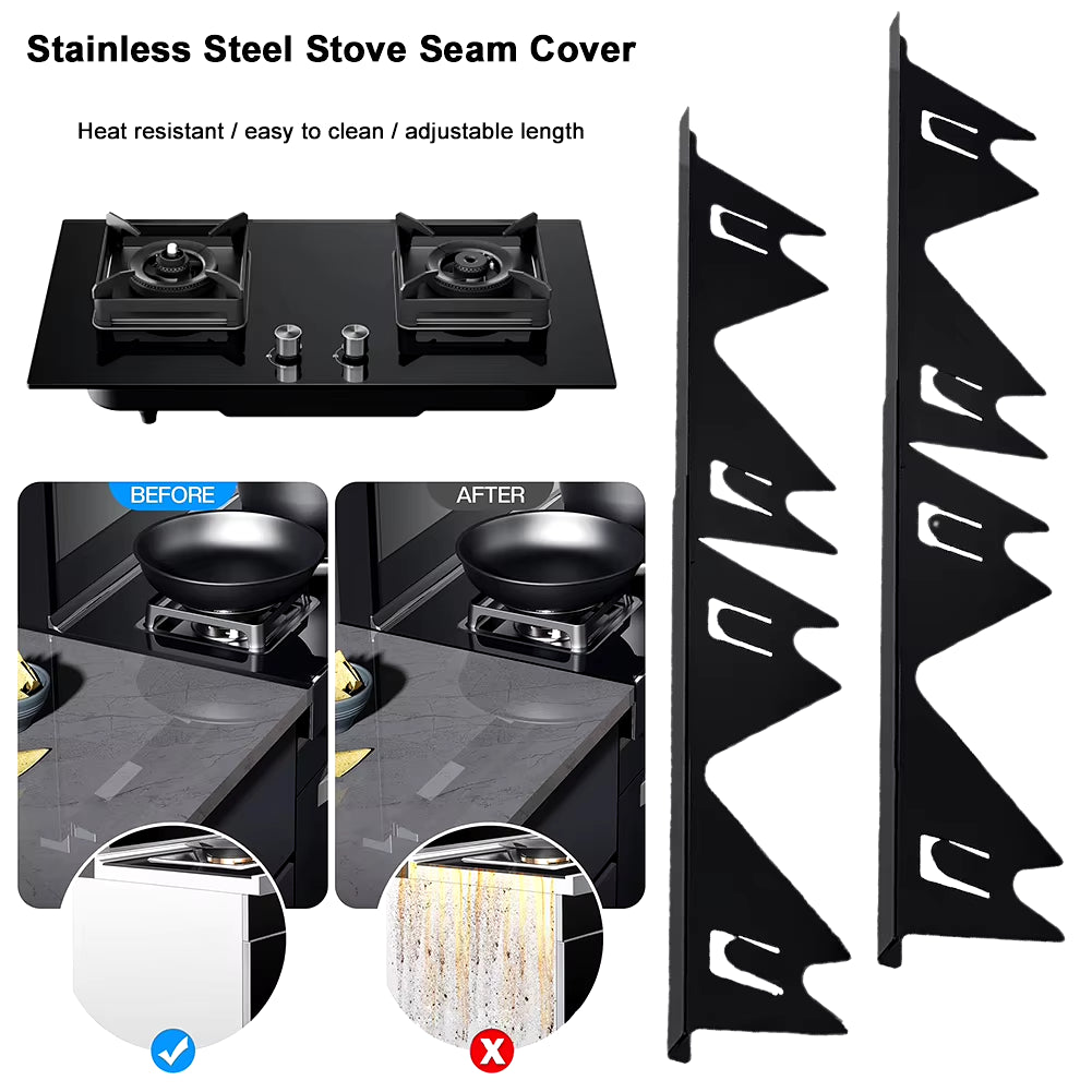 2 Pack Heat Resistant Stainless Steel Stove Gap Covers - Adjustable Kitchen Counter Guard