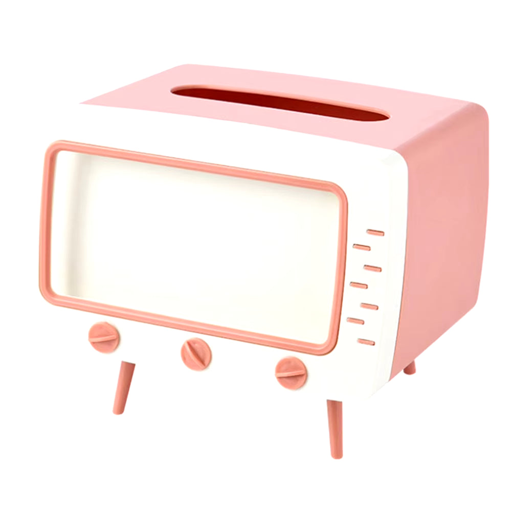 Kawaii Cartoon TV Tissue Box & Phone Holder - Cute Desktop Decor for Home and Office!